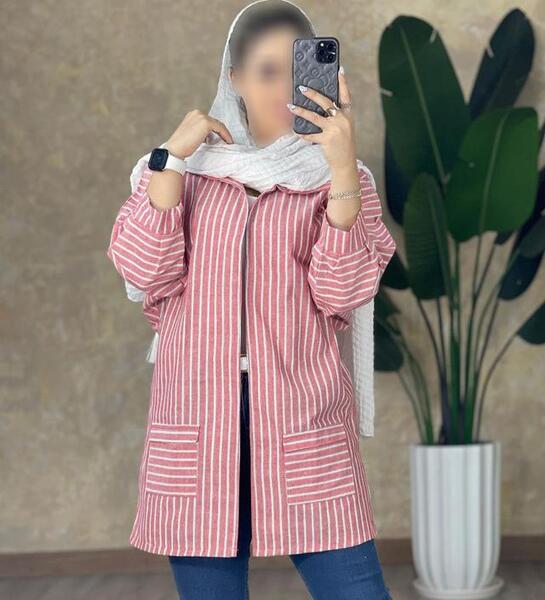 عکس مدل مانتو دخترانه با پارچه لنین راه راه