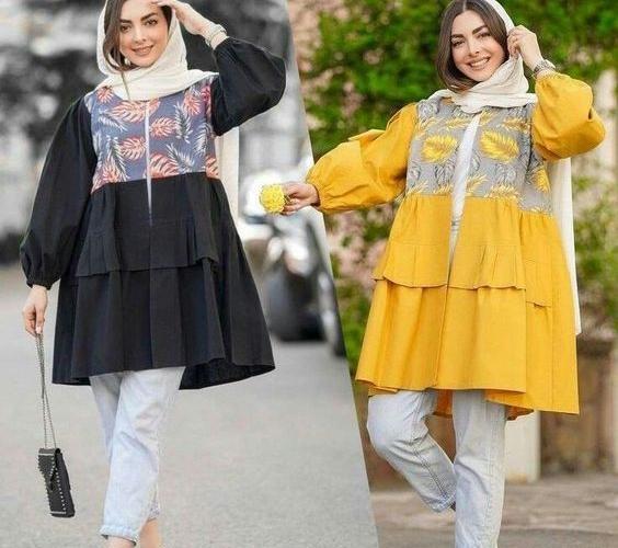 عکس مدل مانتو دو رنگی دخترانه