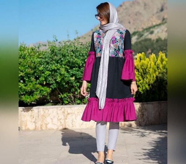 عکس مدل مانتو دو رنگی دخترانه