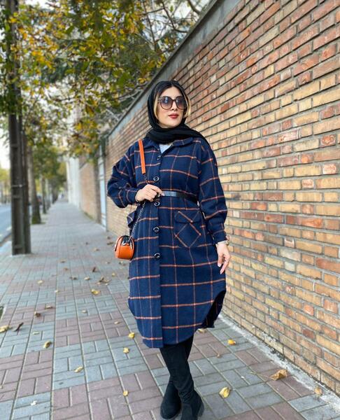 عکس مدل مانتو چهارخونه دخترانه بلند