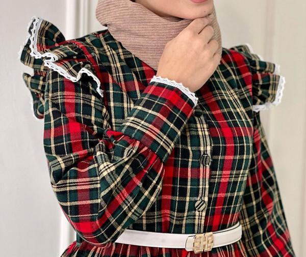 عکس مدل مانتو دخترانه با پارچه چهارخانه