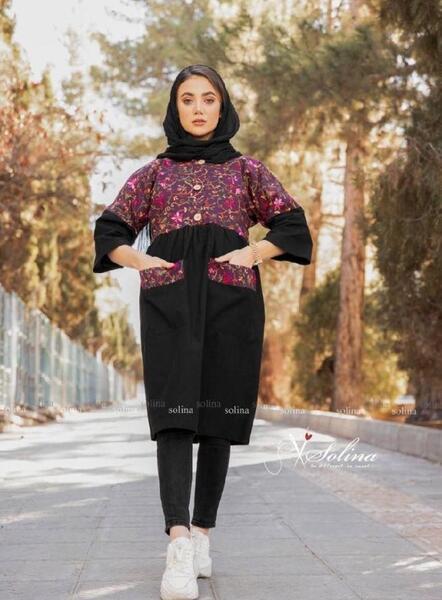 عکس مدل مانتو دخترانه جلو بسته دکمه دار