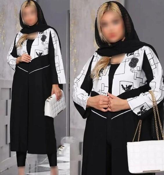 عکس مدل مانتو دخترانه ترکیبی دو رنگ