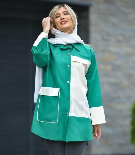 عکس مدل مانتو دخترانه ترکیبی دو رنگ