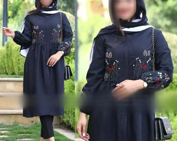 عکس مدل مانتو دخترانه ترکیبی گلدار و ساده