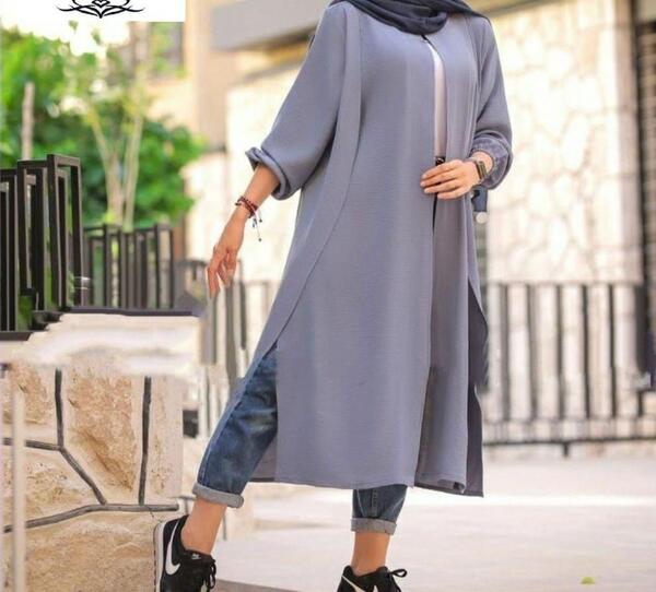 عکس مدل مانتو دخترانه با پارچه ابروبادی