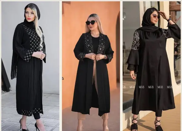عکس مدل مانتو جلو باز بلند مشکی