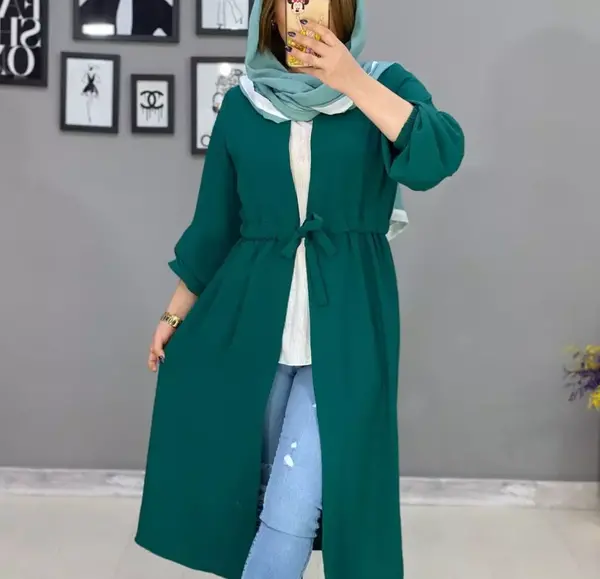 عکس مدل مانتو جلو باز بلند ابروبادی