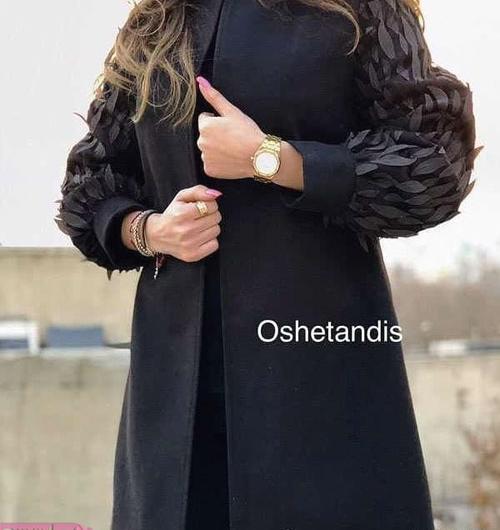 عکس مدل مانتو مشکی بلند استین مچی