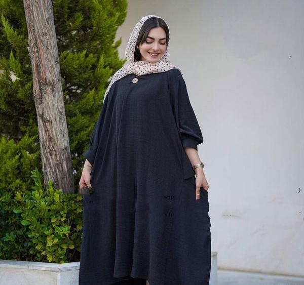 عکس مدل مانتو مجلسی بلند با پارچه ابروبادی