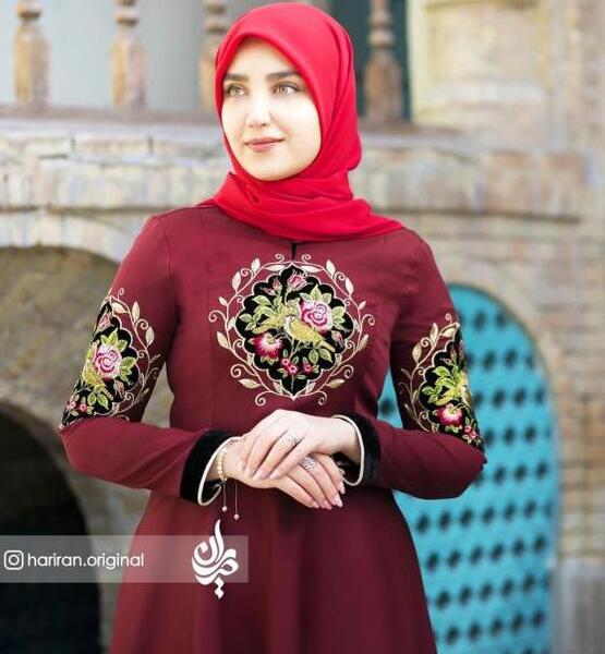 عکس مدل مانتو بلند با حجاب ایرانی