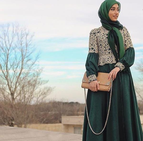 عکس مدل مانتو بلند با حجاب ایرانی