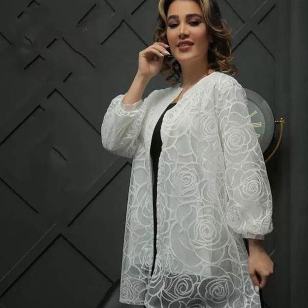 عکس مدل مانتو گیپور جلو باز جدید