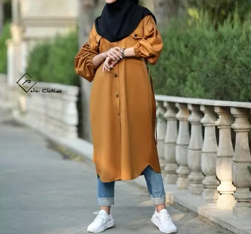 عکس مدل مانتو کرپ پفکی بلند