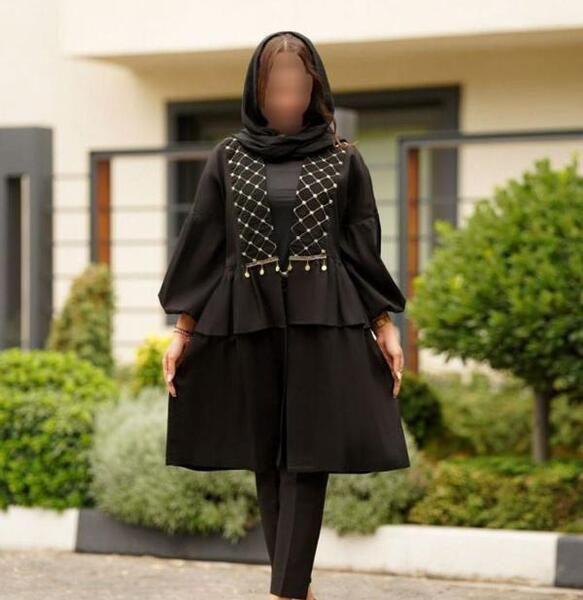 عکس مدل مانتو کرپ پفکی بلند