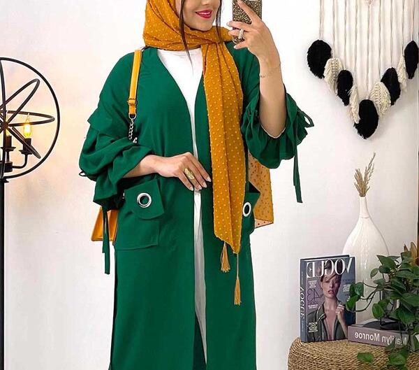 عکس مدل مانتو بلند تابستانی دکمه دار