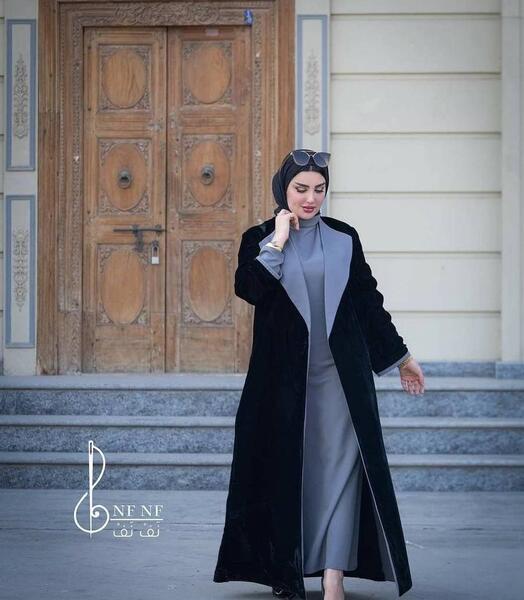 عکس مدل مانتو عبایی جلو باز بلند