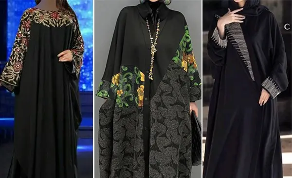 عکس مدل مانتو عبایی جلو باز مشکی