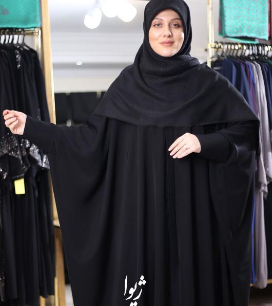 عکس مدل مانتو عبایی جلو باز مشکی