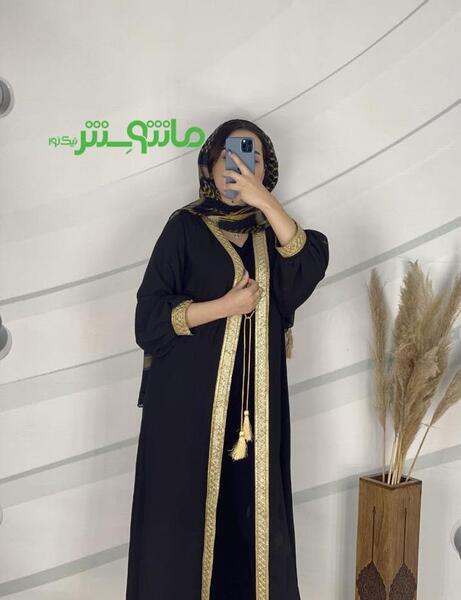 عکس مدل مانتو عبایی جلو باز مشکی