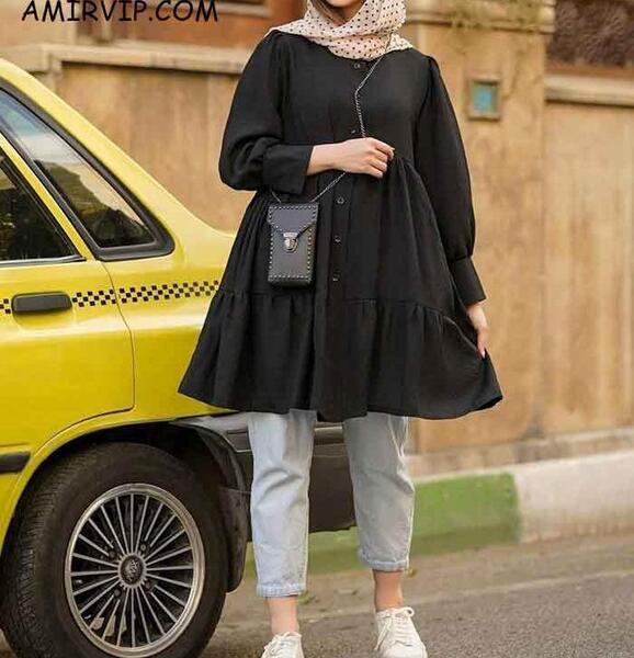 عکس مدل مانتو عروسکی جلو باز کوتاه