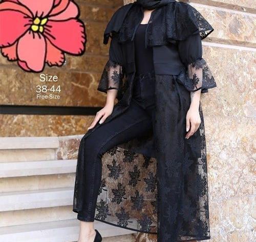 عکس مدل مانتو بلند چاک دار مشکی