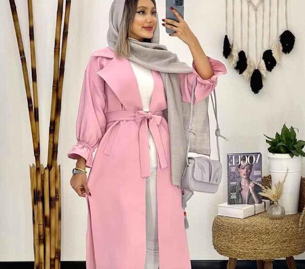 عکس مدل مانتو بلند چاک دار کوتاه