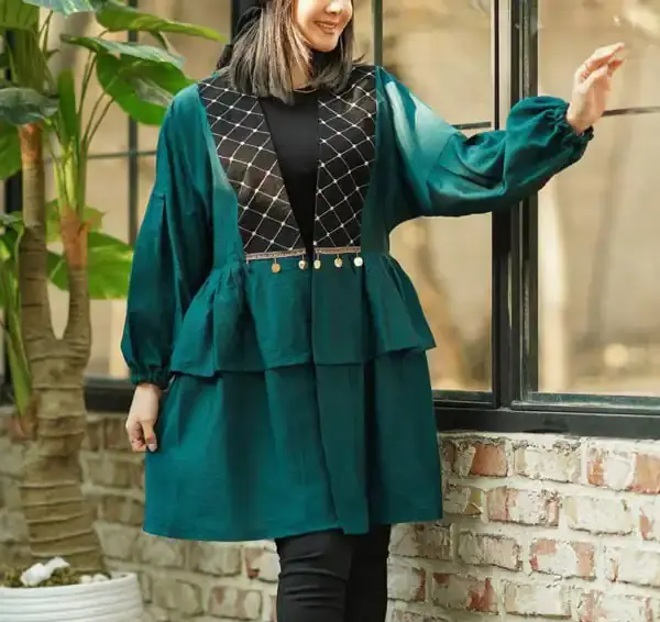 عکس مدل مانتو بلند چین دار جدید