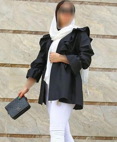 عکس مدل مانتو بلند چین دار جلو باز