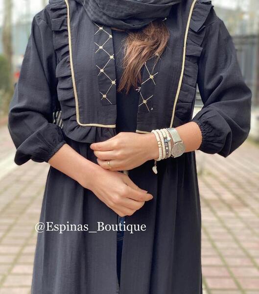 عکس مدل مانتو بلند چین دار جلو باز