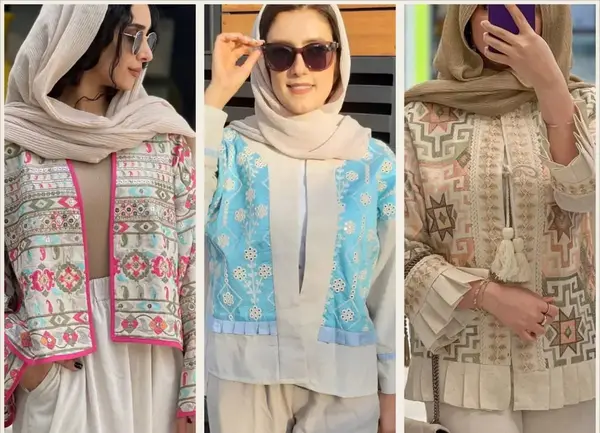 عکس مدل مانتو جلو باز سنتی دست دوز