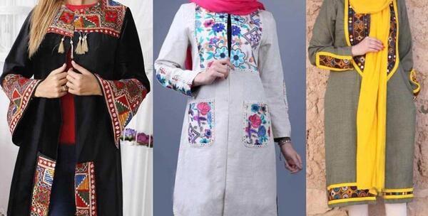 عکس مدل مانتو جلو باز سنتی دست دوز