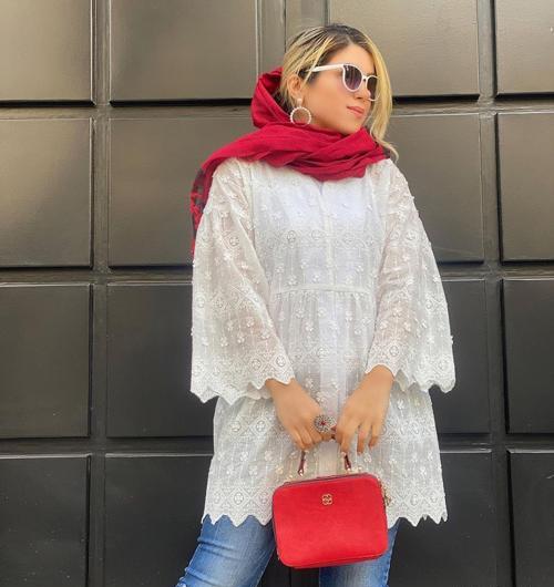 عکس مدل مانتو سفید کوتاه جلو باز