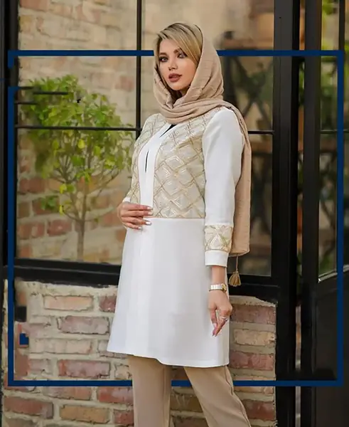 عکس مدل مانتو سفید کوتاه جلو باز