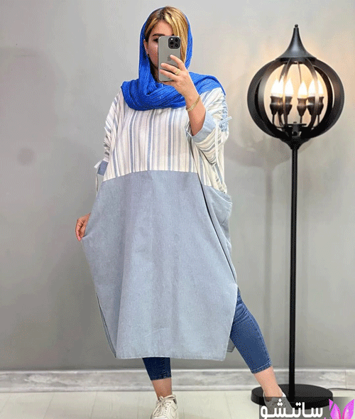 عکس مدل مانتو جلو باز پارچه راه راه