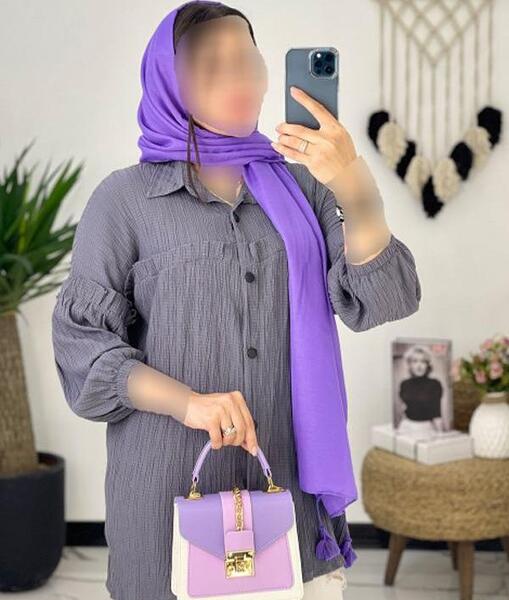عکس مدل مانتو جلو باز با پارچه راه راه عمودی