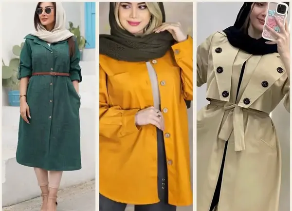 عکس مدل مانتو بلند دکمه دار زنانه