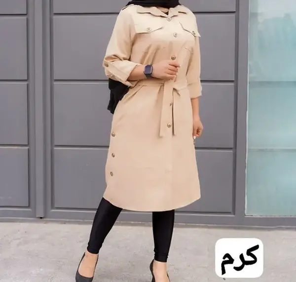 عکس مدل مانتو بلند دکمه دار زنانه