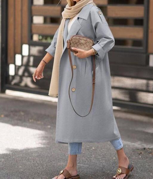 عکس مدل مانتو جلو باز دو رنگ جدید