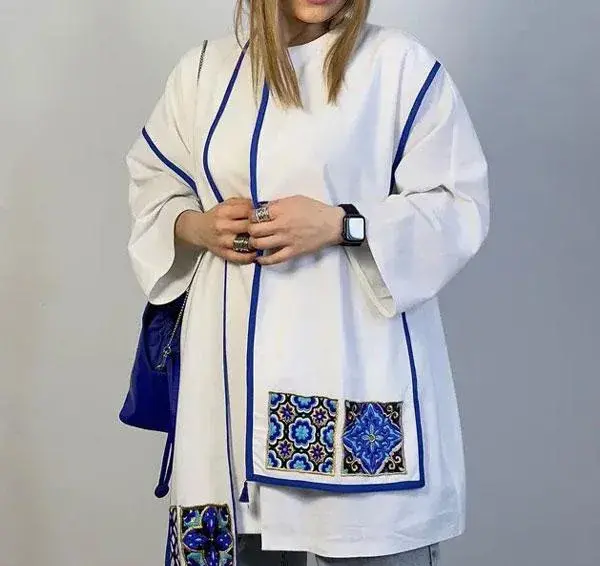 عکس مدل مانتو سنتی بلند دو تیکه