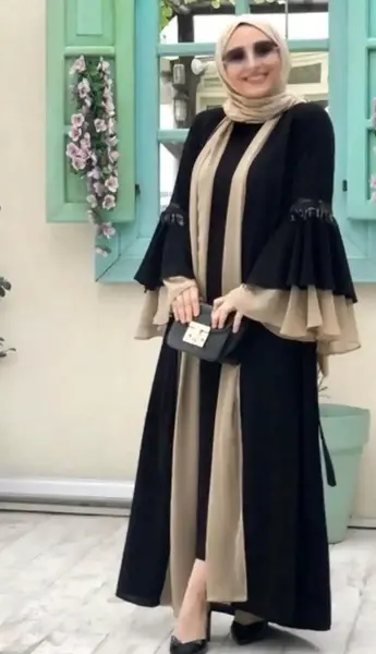 عکس مدل مانتو بلند مجلسی دامن کلوش