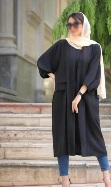عکس مدل مانتو بلند راسته چاک دار