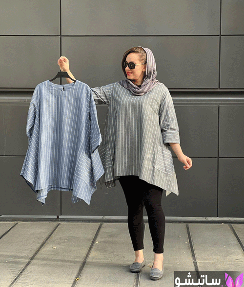 عکس مدل مانتو بلند راه راهی