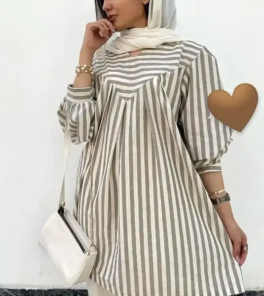 عکس مدل مانتو راه راه رنگی بلند