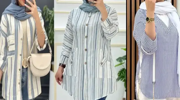 عکس مدل مانتو راه راه رنگی بلند
