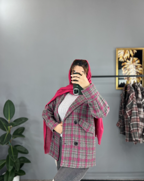 عکس مدل مانتو چهارخونه جلو باز جدید