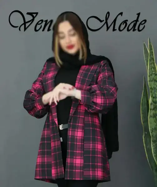 عکس مدل مانتو چهارخونه دخترانه جلو باز