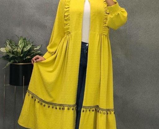 عکس مدل مانتو جلو باز با پارچه طرح دار