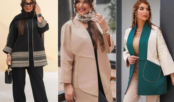 عکس مدل مانتو جلو باز با پارچه لمه شنی