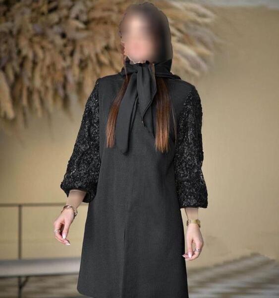 عکس مدل مانتو جلو باز با پارچه لمه شنی